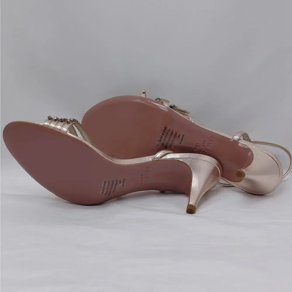 Kate Spade Heels Sandals Size 10 Rose Gold Rhinestone Evening Wedding Party